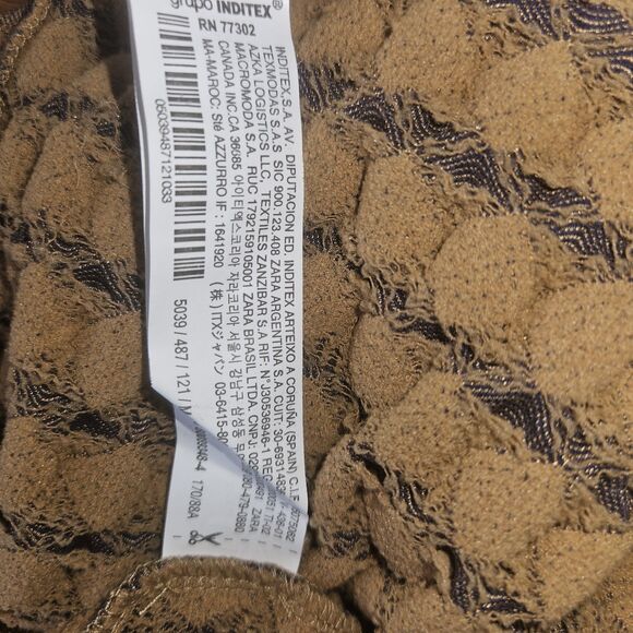 Zara Stretchy Waffle Knit BROWN Midi DRESS Womens MEDIUM - Picture 6 of 7